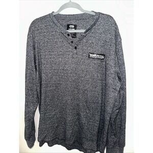 Ecko Unlimited Thermal Henley Shirt‎ Mens Size Small Gray Logo Rhino